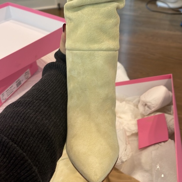 PARIS TEXAS Slouch 85 Suede Ankle Boots LIME YELLOW - Picture 8 of 9